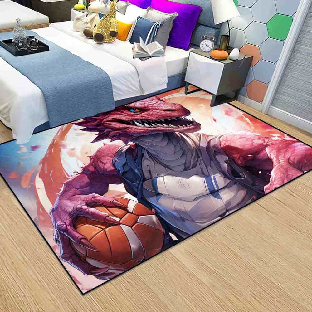 Prehistoric Dinosaur Basketball Kids Playroom Area Rug | CozyLil