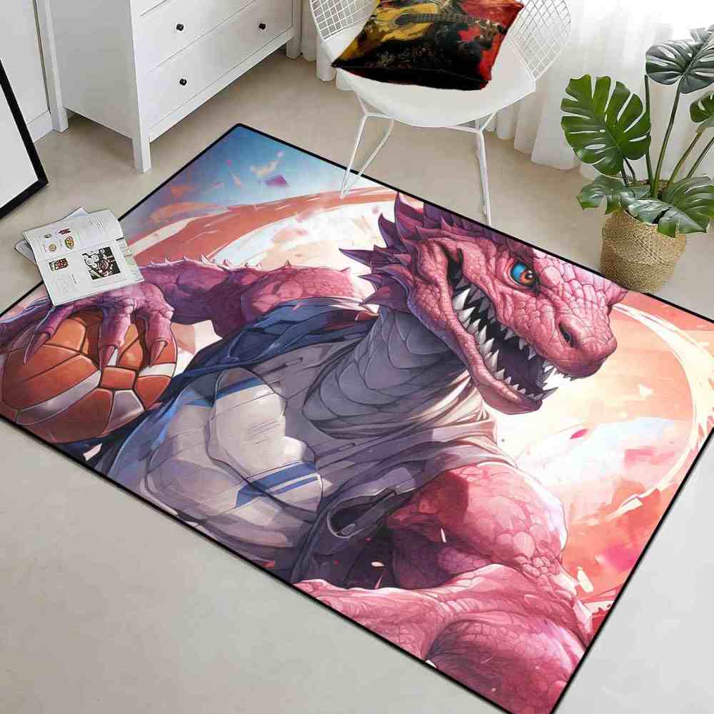 Prehistoric Dinosaur Basketball Kids Playroom Area Rug | CozyLil