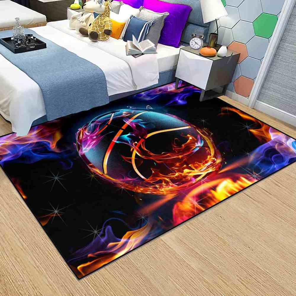Vibrant Smoke Basketball Area Rug Teen Gamer Decor | CozyLil