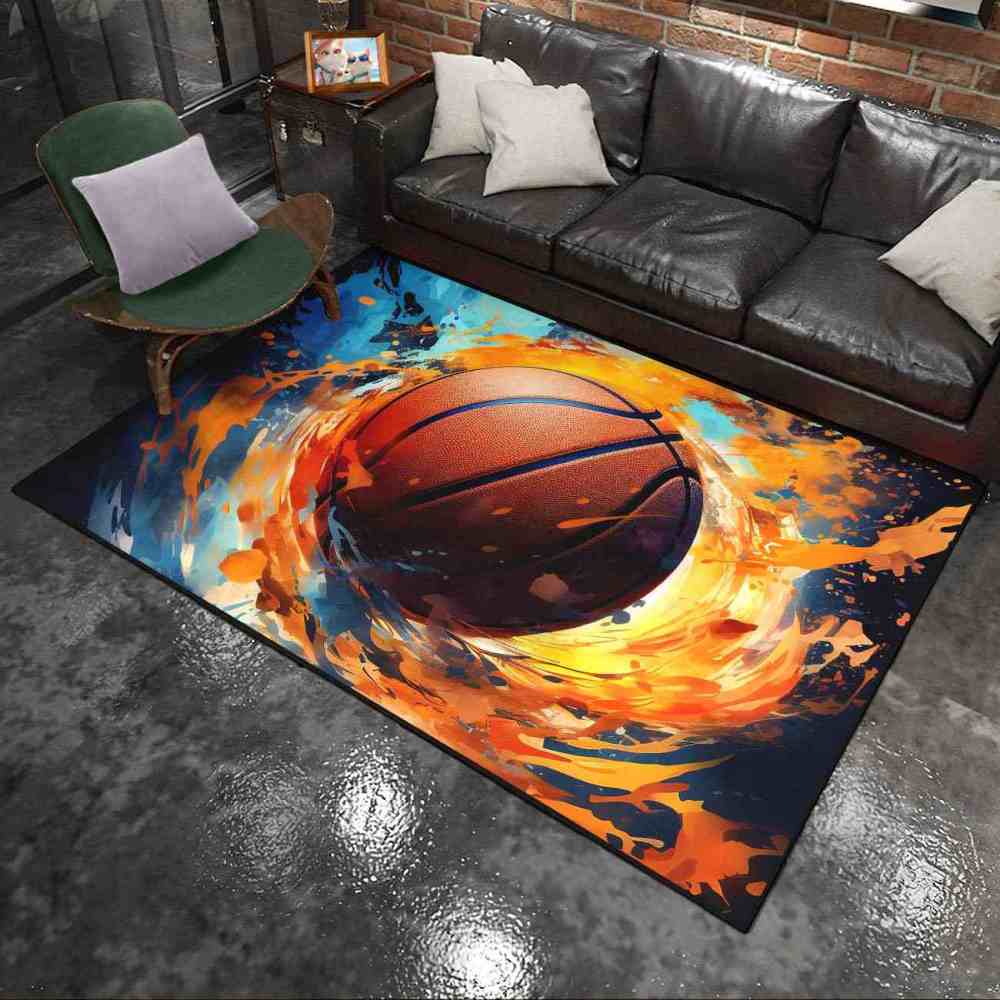 Abstract Splash Basketball Area Rug Teen Room Decor | CozyLil
