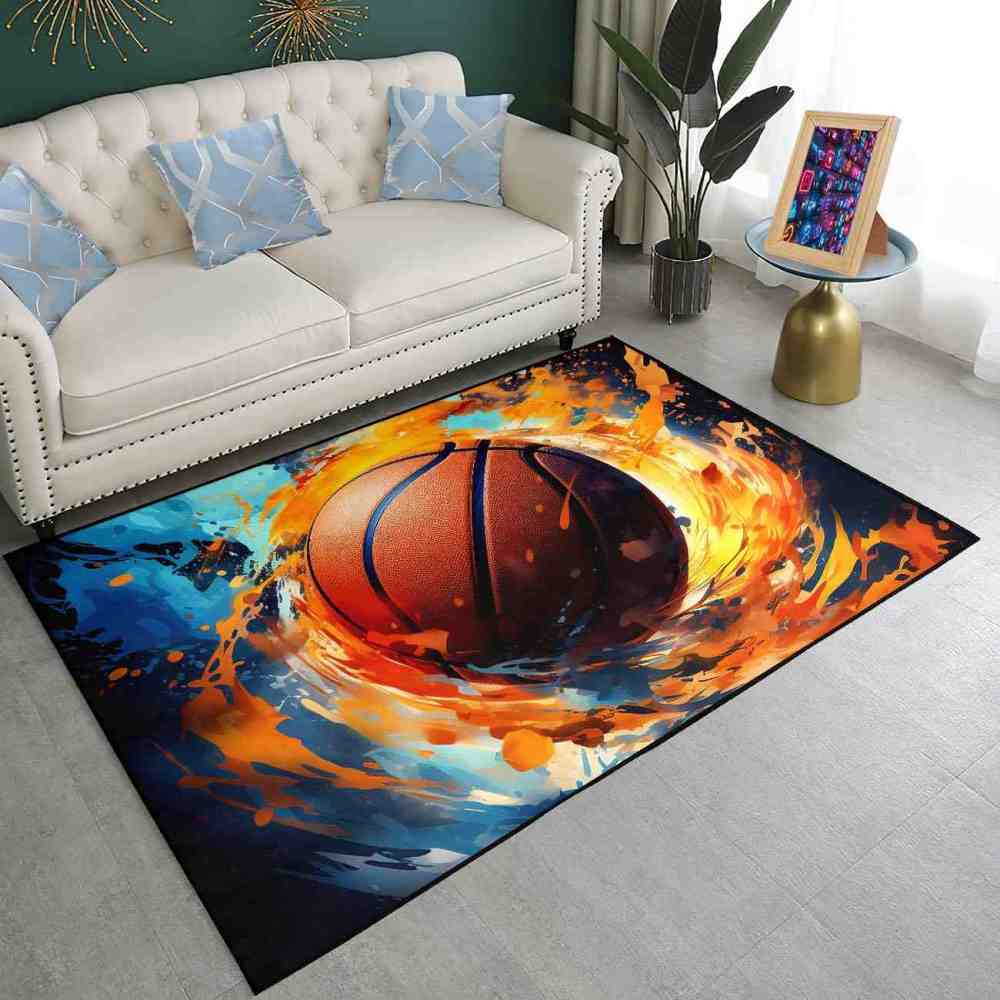 Abstract Splash Basketball Area Rug Teen Room Decor | CozyLil