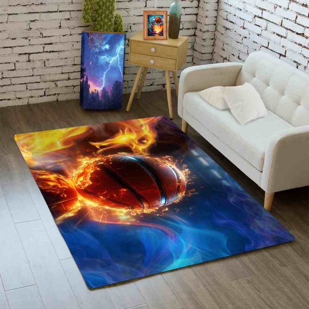 Blazing Indoor Court Basketball Area Rug Man Cave Decor | CozyLil
