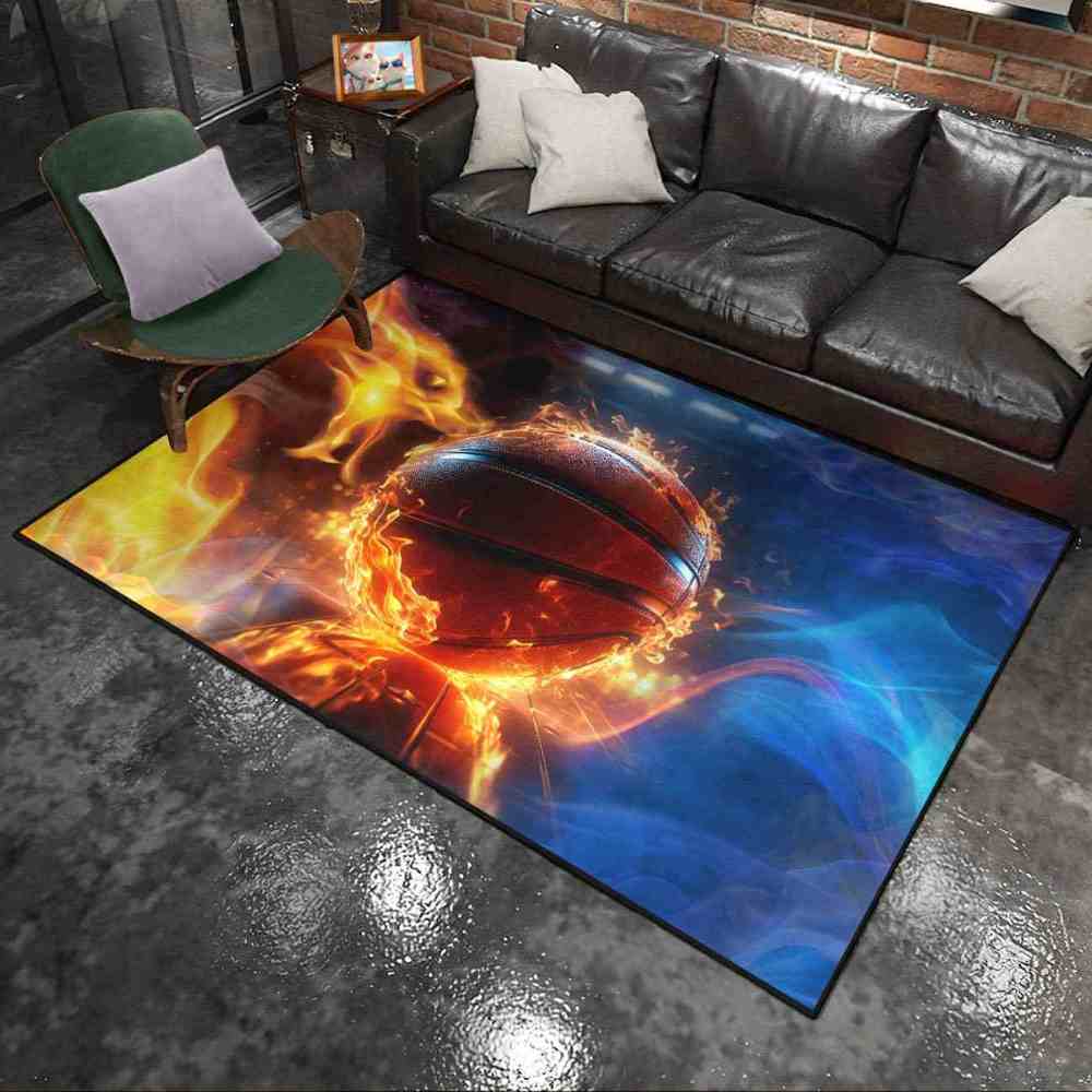 Blazing Indoor Court Basketball Area Rug Man Cave Decor | CozyLil
