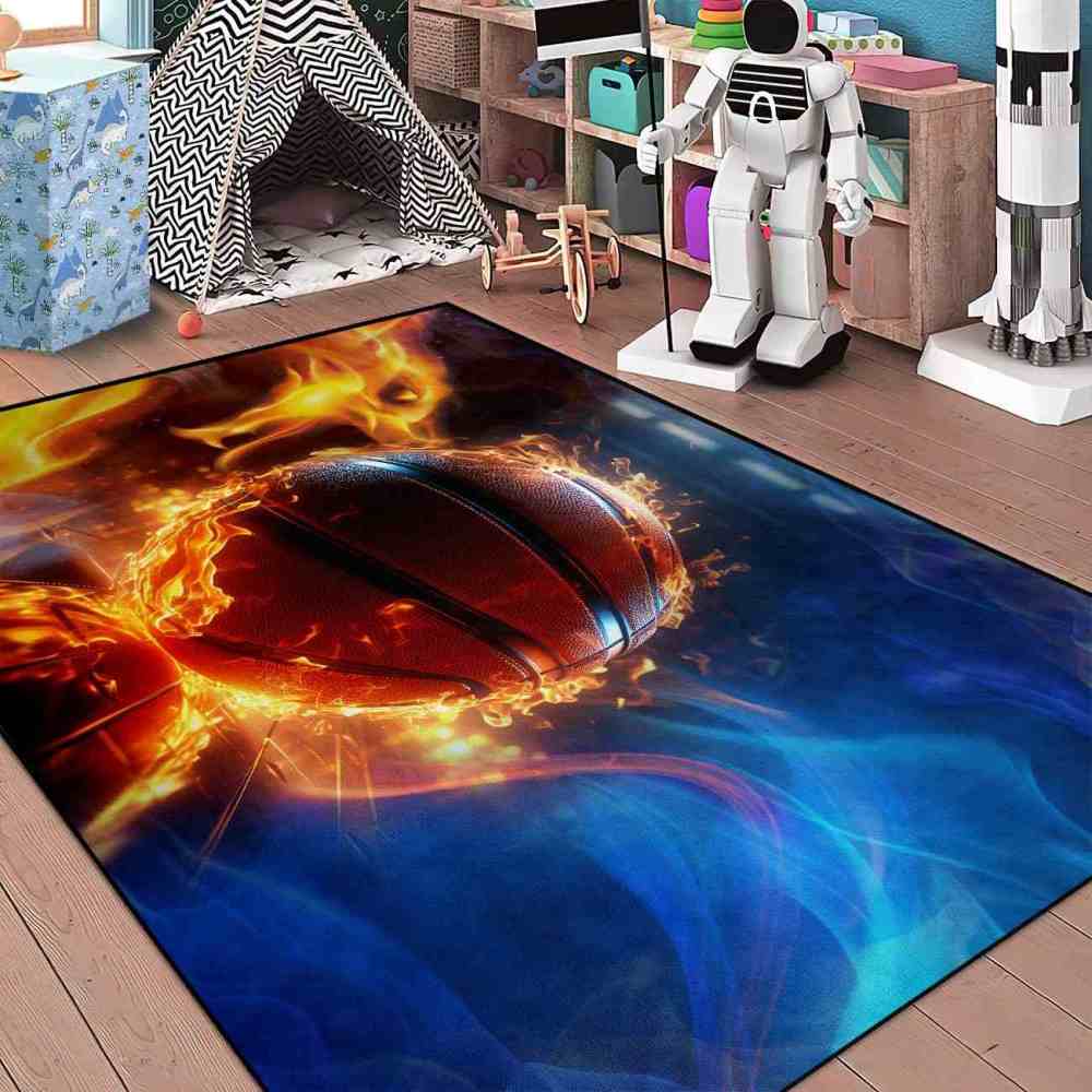 Blazing Indoor Court Basketball Area Rug Man Cave Decor | CozyLil