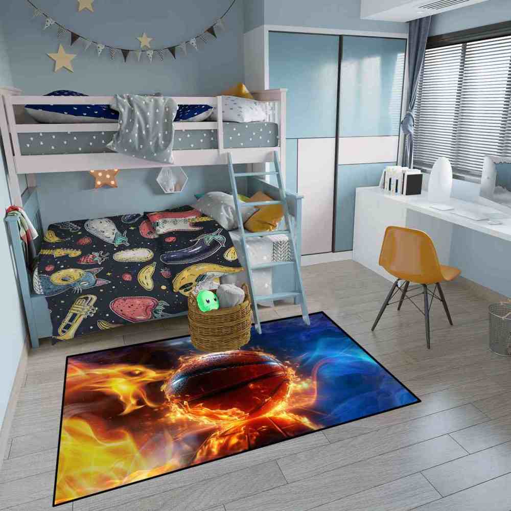 Blazing Indoor Court Basketball Area Rug Man Cave Decor | CozyLil