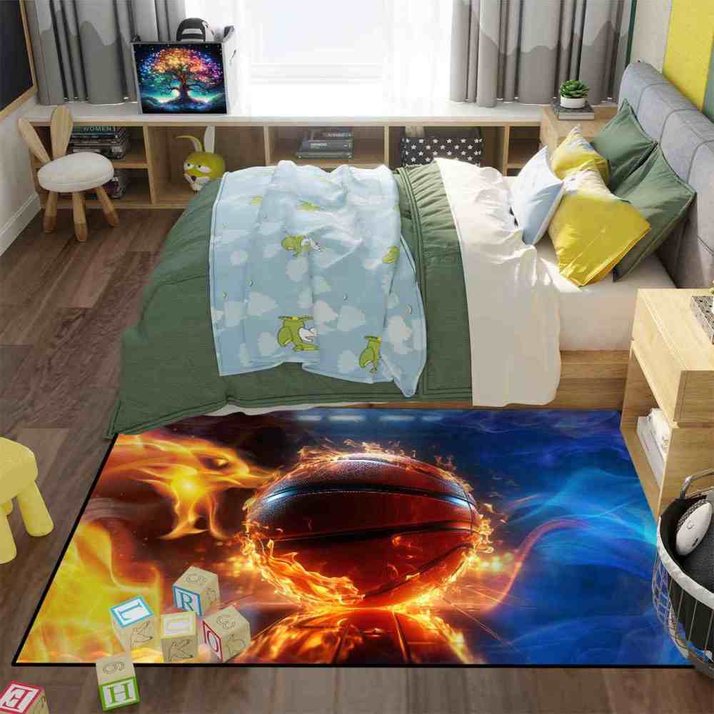 Blazing Indoor Court Basketball Area Rug Man Cave Decor | CozyLil