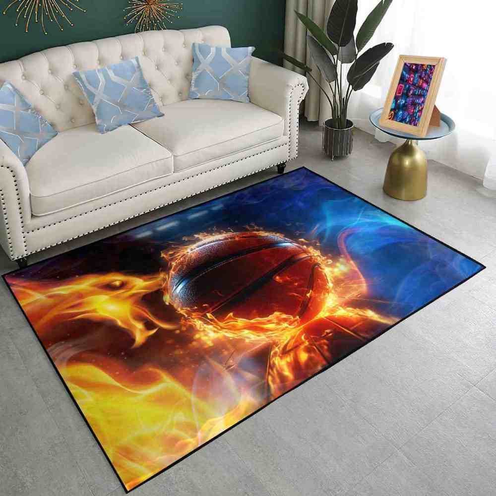 Blazing Indoor Court Basketball Area Rug Man Cave Decor | CozyLil