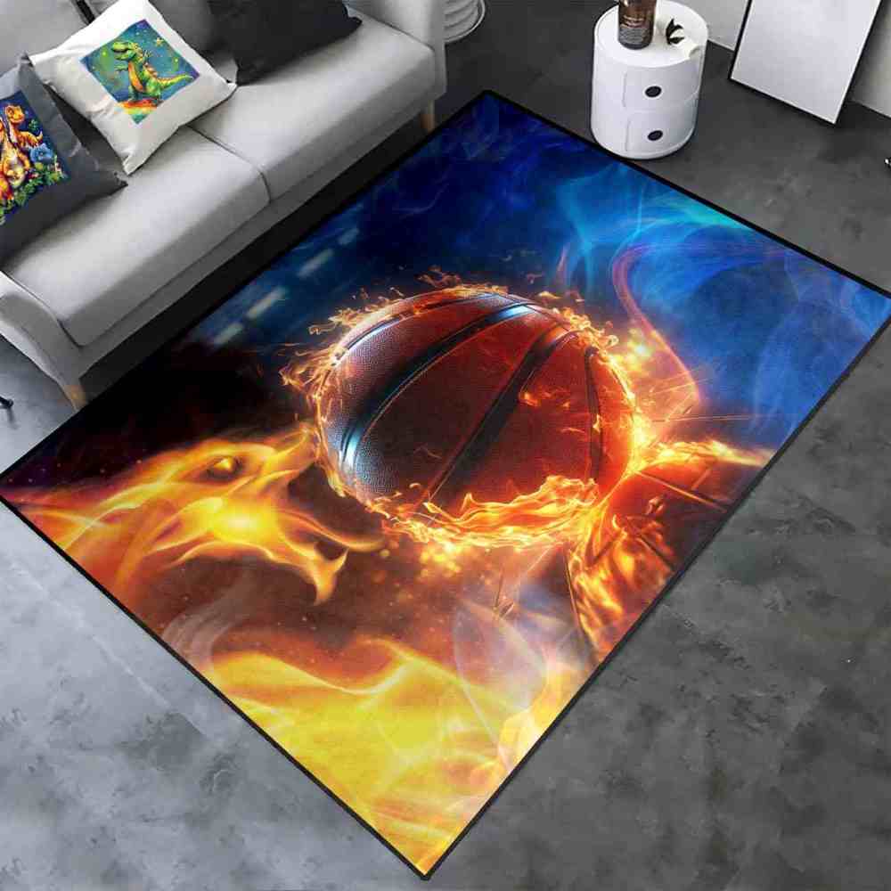 Blazing Indoor Court Basketball Area Rug Man Cave Decor | CozyLil