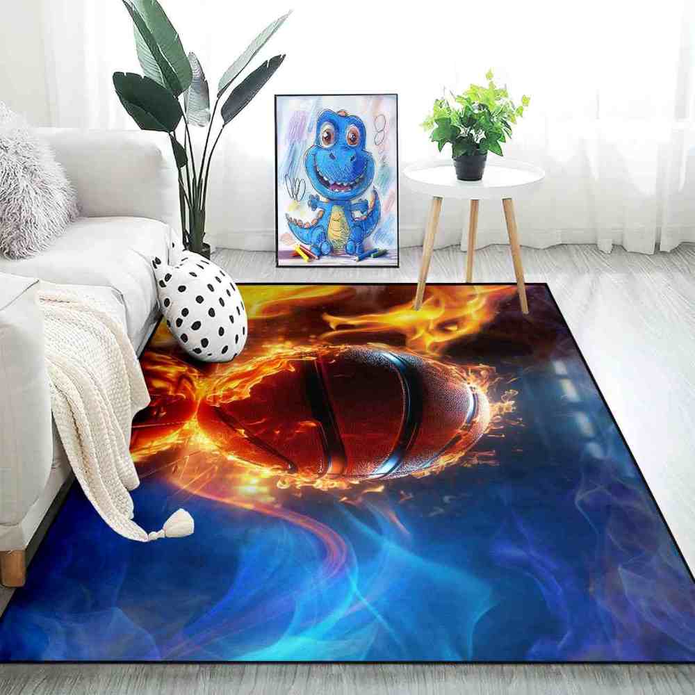 Blazing Indoor Court Basketball Area Rug Man Cave Decor | CozyLil