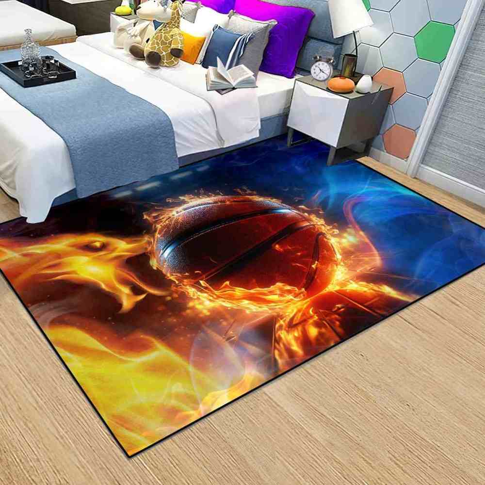 Blazing Indoor Court Basketball Area Rug Man Cave Decor | CozyLil