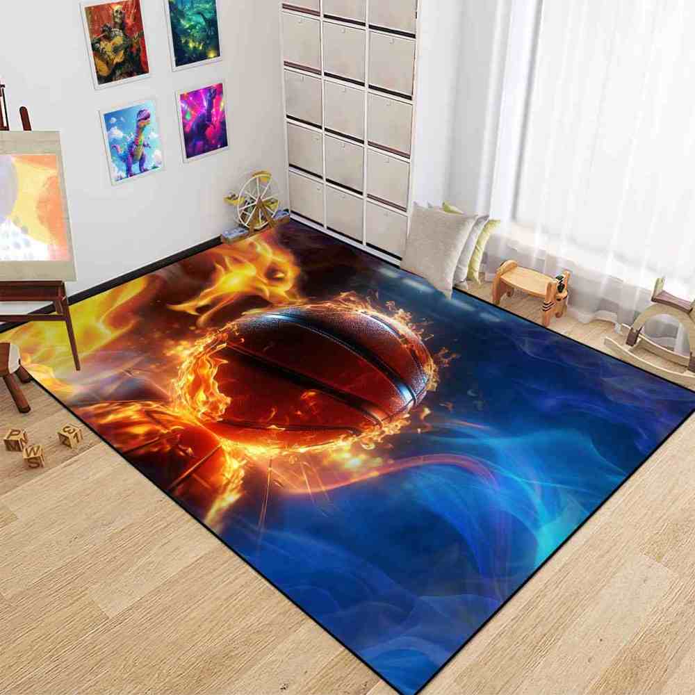 Blazing Indoor Court Basketball Area Rug Man Cave Decor | CozyLil