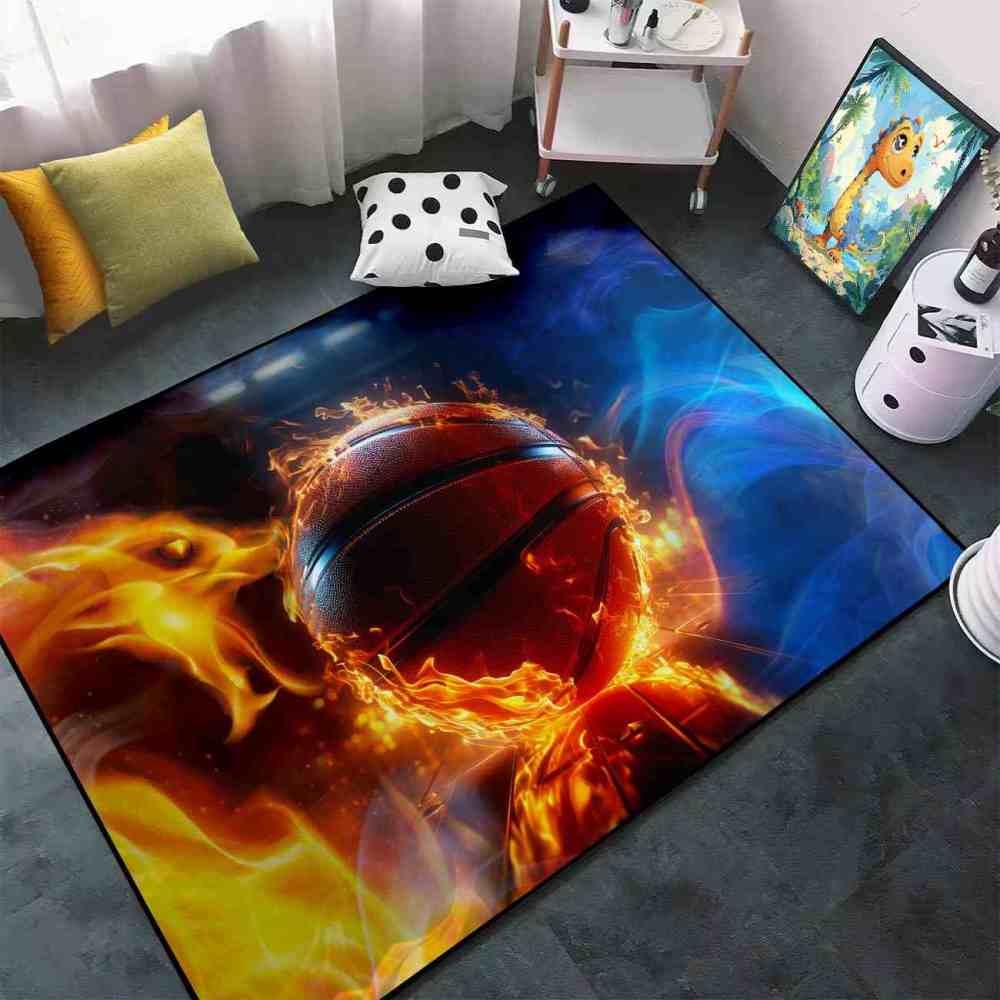 Blazing Indoor Court Basketball Area Rug Man Cave Decor | CozyLil