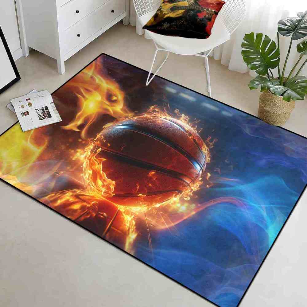 Blazing Indoor Court Basketball Area Rug Man Cave Decor | CozyLil