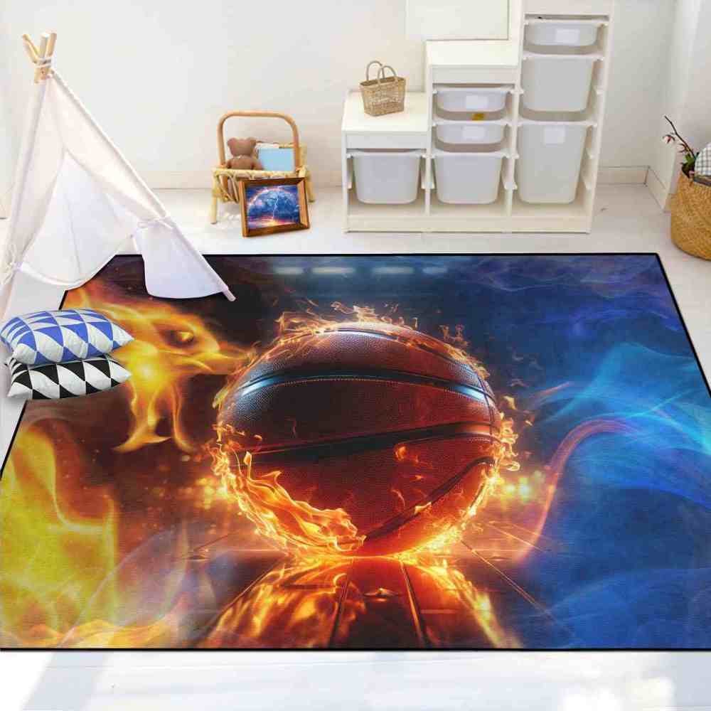Blazing Indoor Court Basketball Area Rug Man Cave Decor | CozyLil