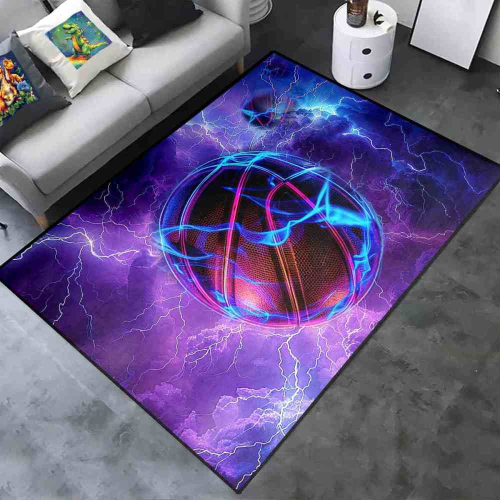 Electric Lightning Basketball Area Rug Gamer Room Mat | CozyLil