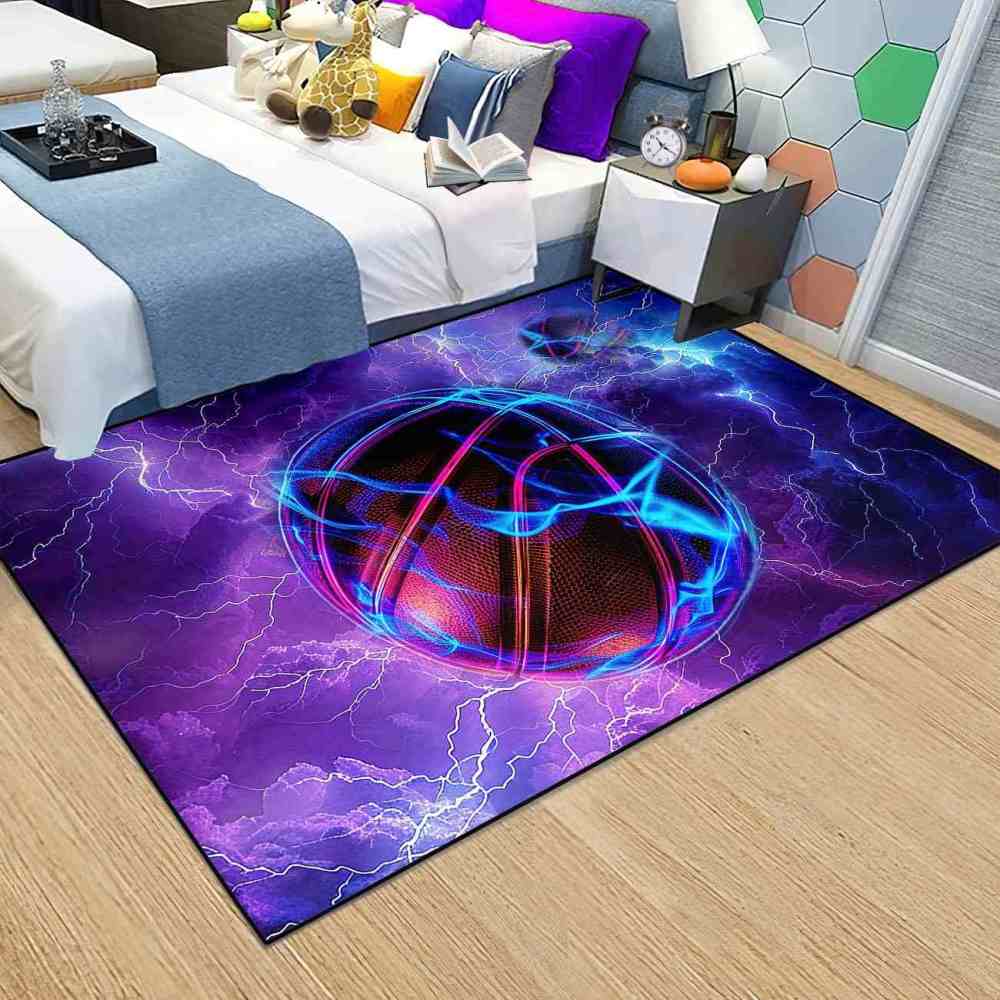 Electric Lightning Basketball Area Rug Gamer Room Mat | CozyLil