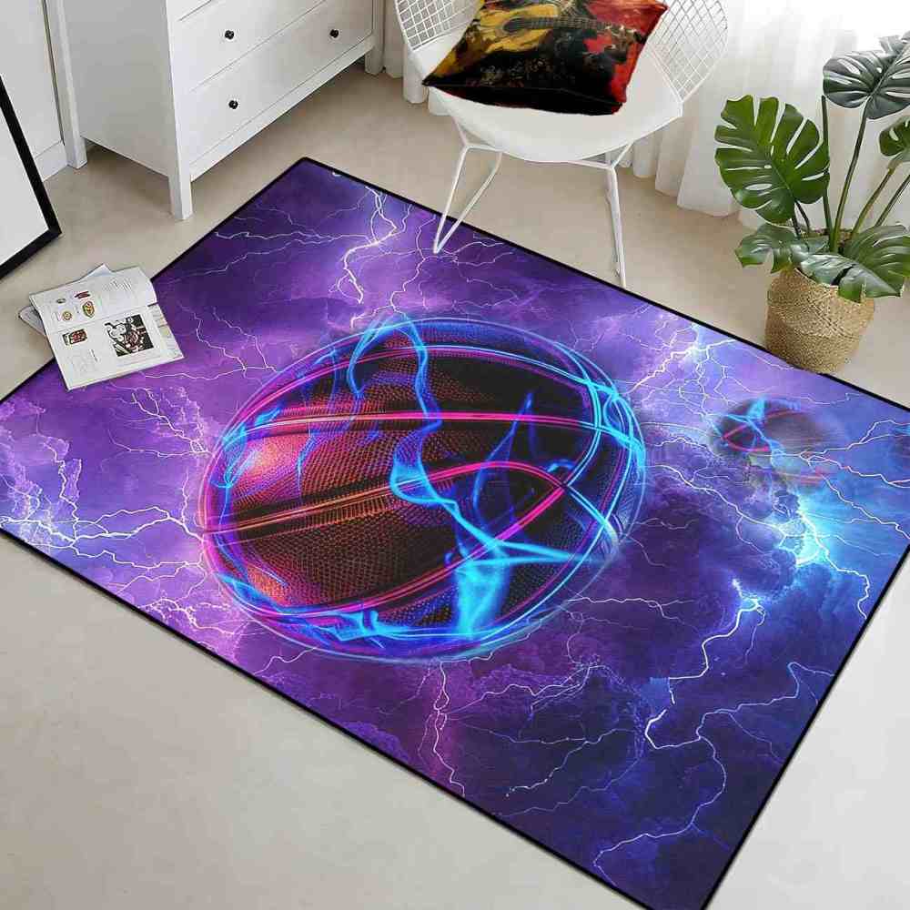 Electric Lightning Basketball Area Rug Gamer Room Mat | CozyLil
