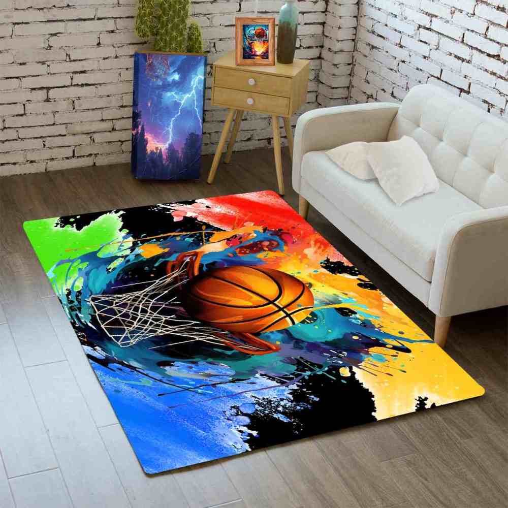 Dynamic Fire Water Swirl Basketball Area Rug Teen Room | CozyLil