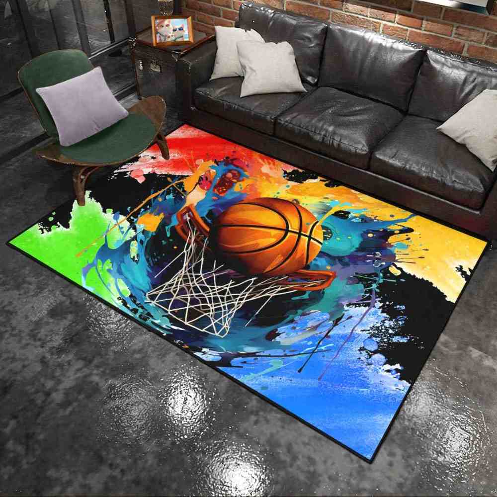 Dynamic Fire Water Swirl Basketball Area Rug Teen Room | CozyLil