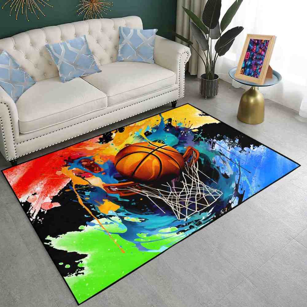 Dynamic Fire Water Swirl Basketball Area Rug Teen Room | CozyLil