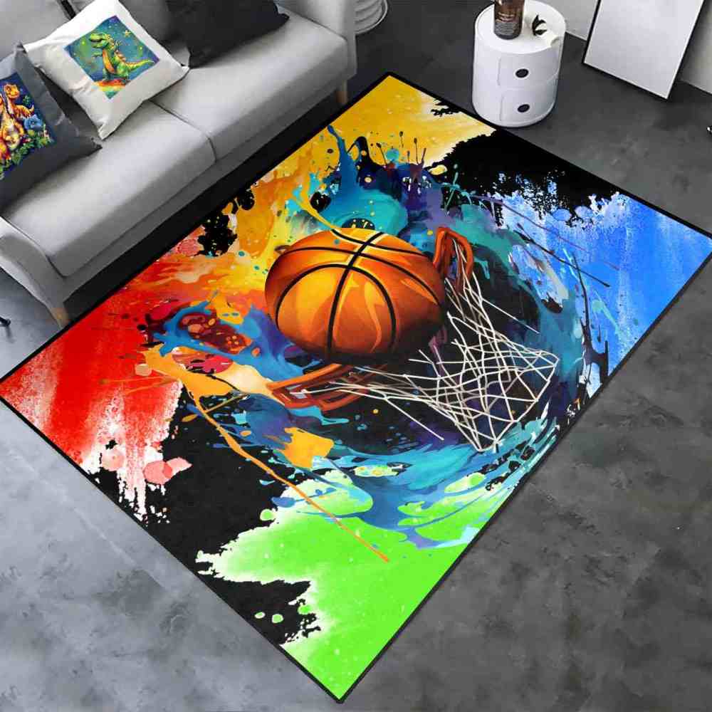 Dynamic Fire Water Swirl Basketball Area Rug Teen Room | CozyLil