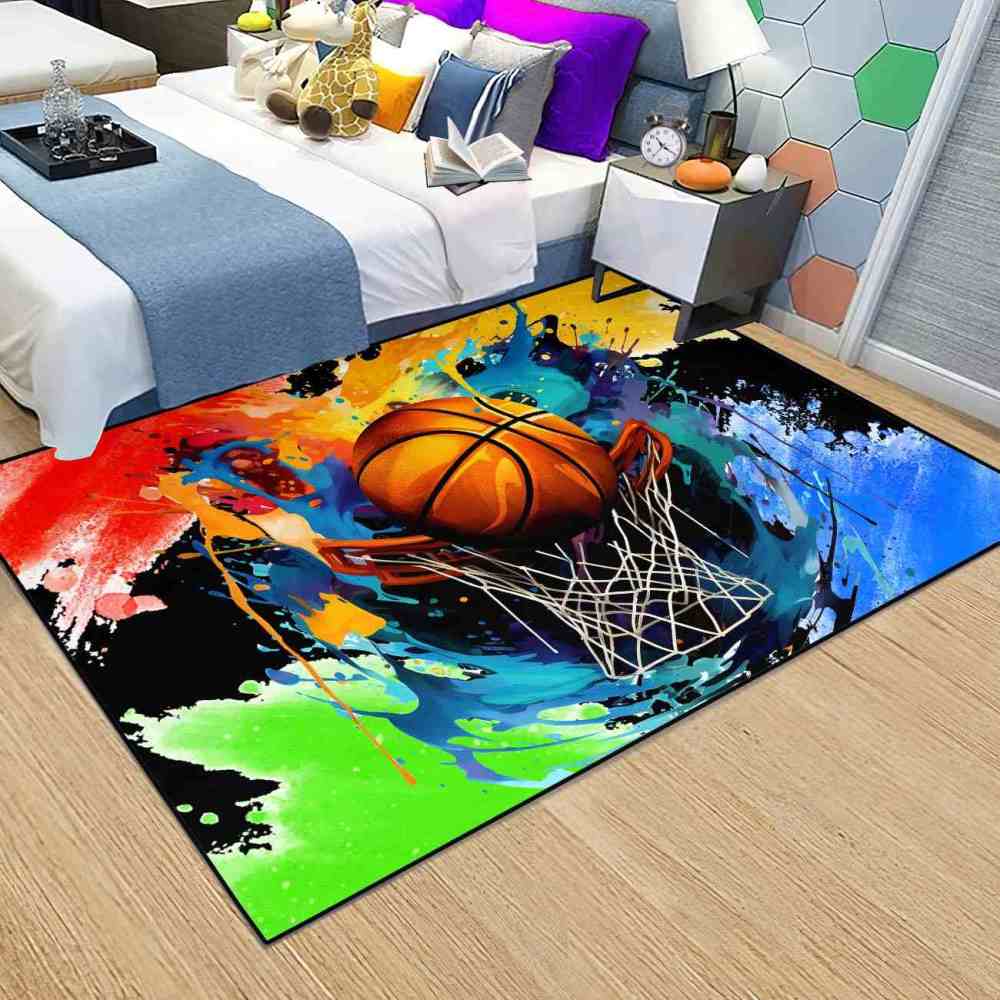 Dynamic Fire Water Swirl Basketball Area Rug Teen Room | CozyLil