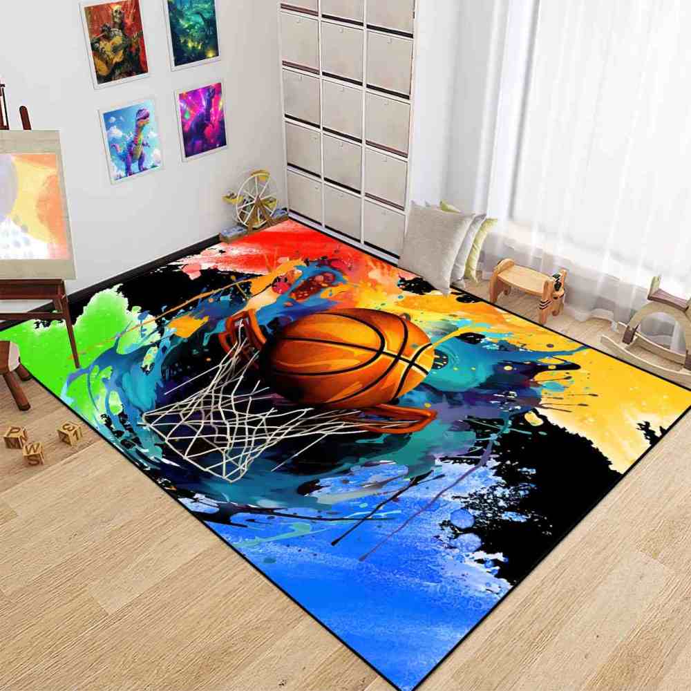 Dynamic Fire Water Swirl Basketball Area Rug Teen Room | CozyLil