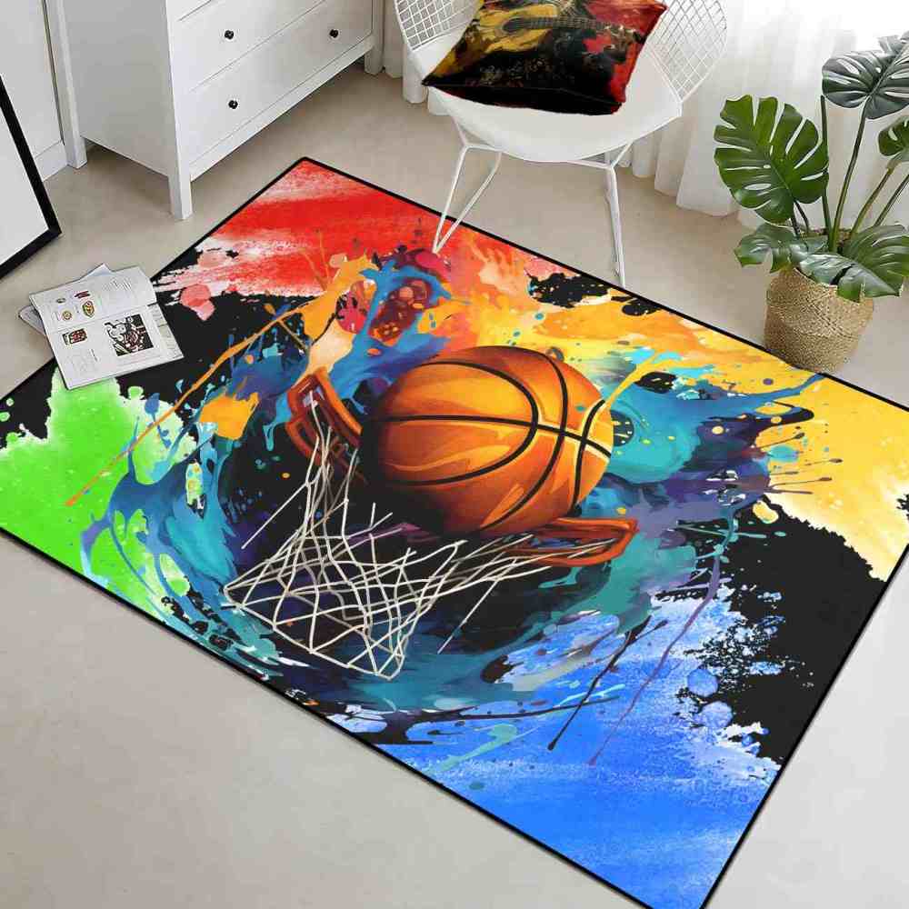 Dynamic Fire Water Swirl Basketball Area Rug Teen Room | CozyLil