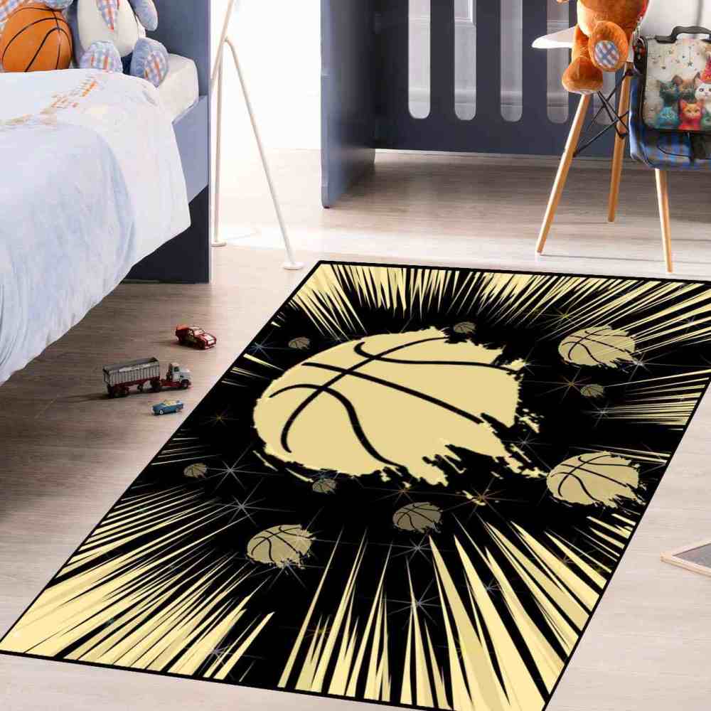 Red Court Graphic Basketball Area Rug Teen Living Room | CozyLil