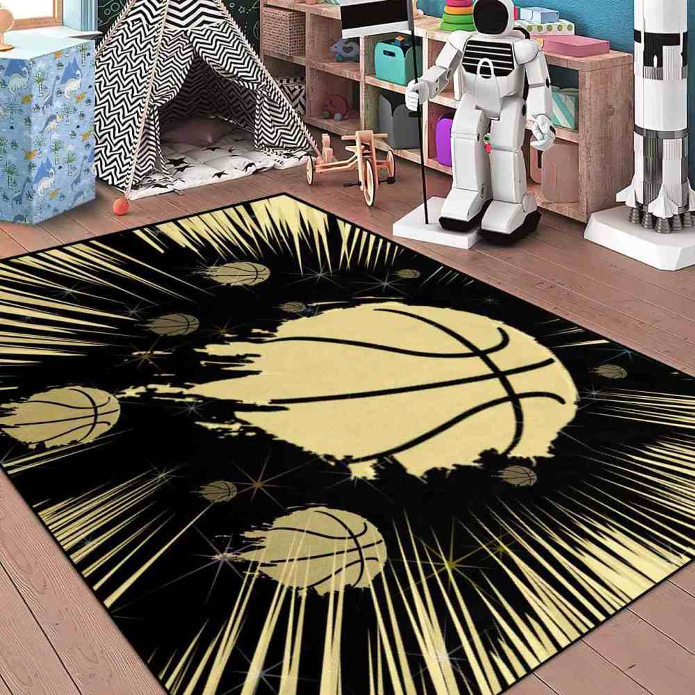 Red Court Graphic Basketball Area Rug Teen Living Room | CozyLil