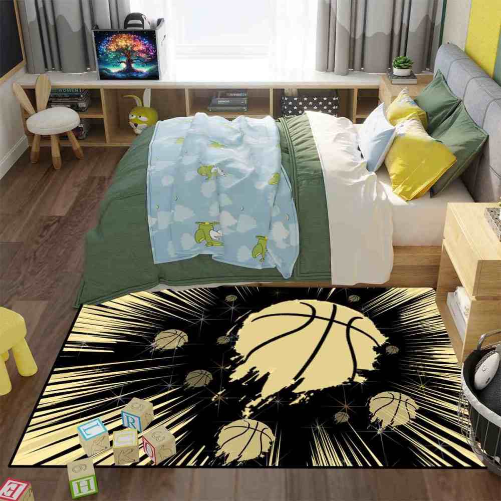 Red Court Graphic Basketball Area Rug Teen Living Room | CozyLil