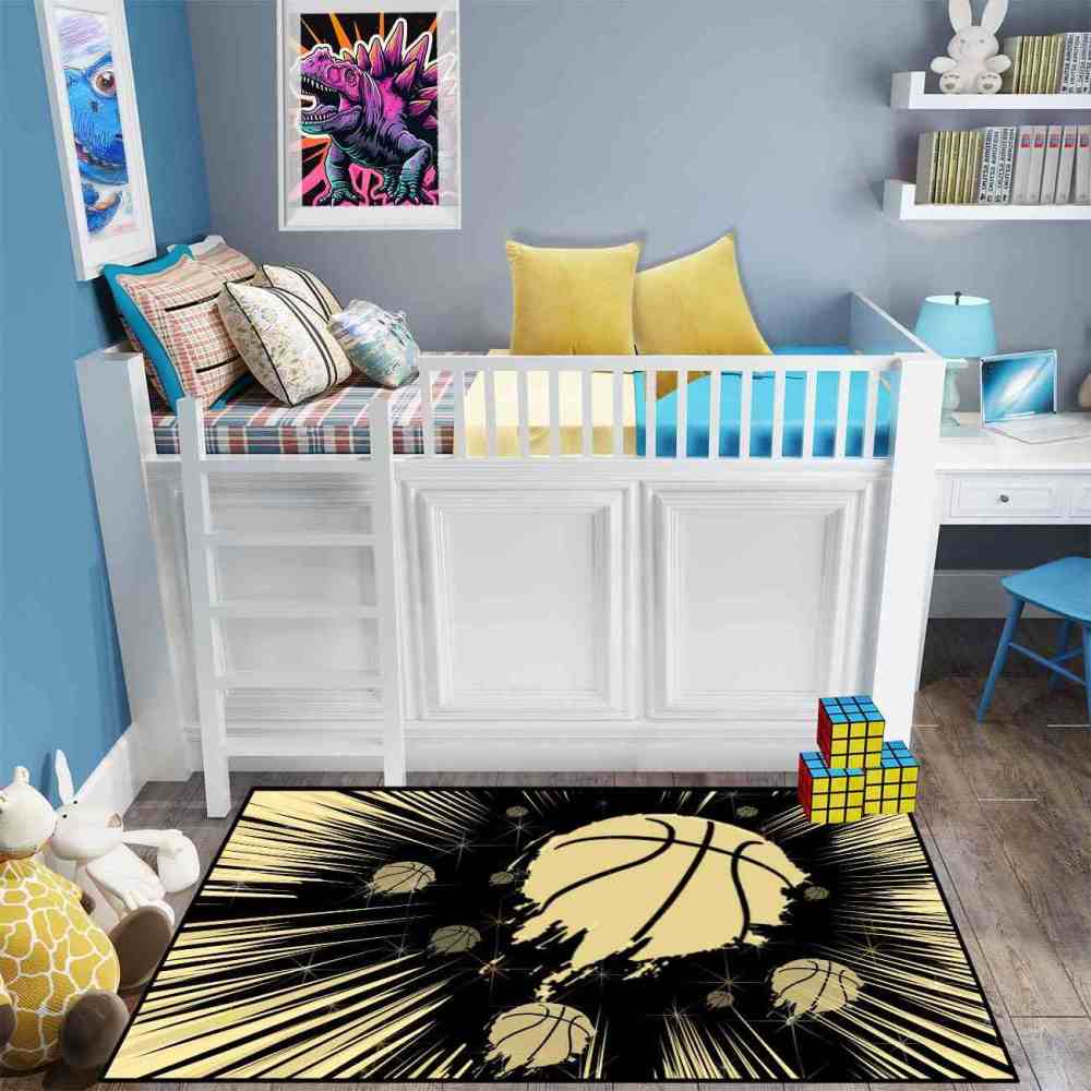 Red Court Graphic Basketball Area Rug Teen Living Room | CozyLil
