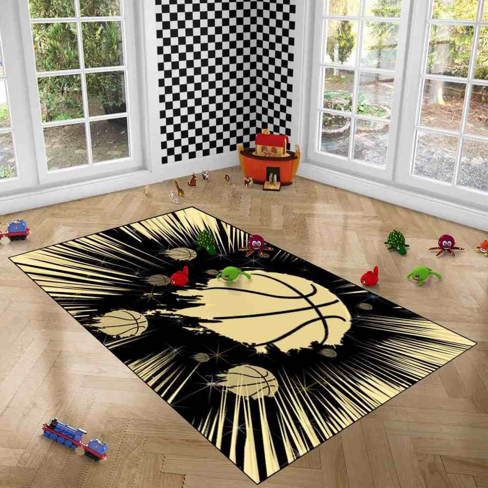 Red Court Graphic Basketball Area Rug Teen Living Room | CozyLil