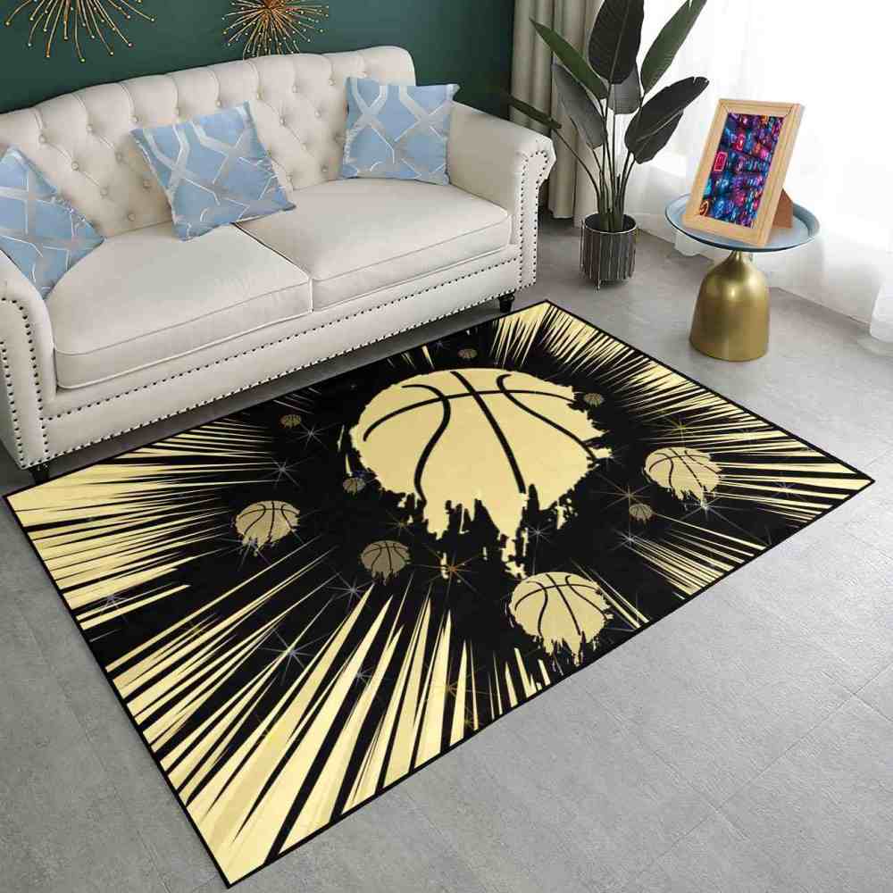 Red Court Graphic Basketball Area Rug Teen Living Room | CozyLil