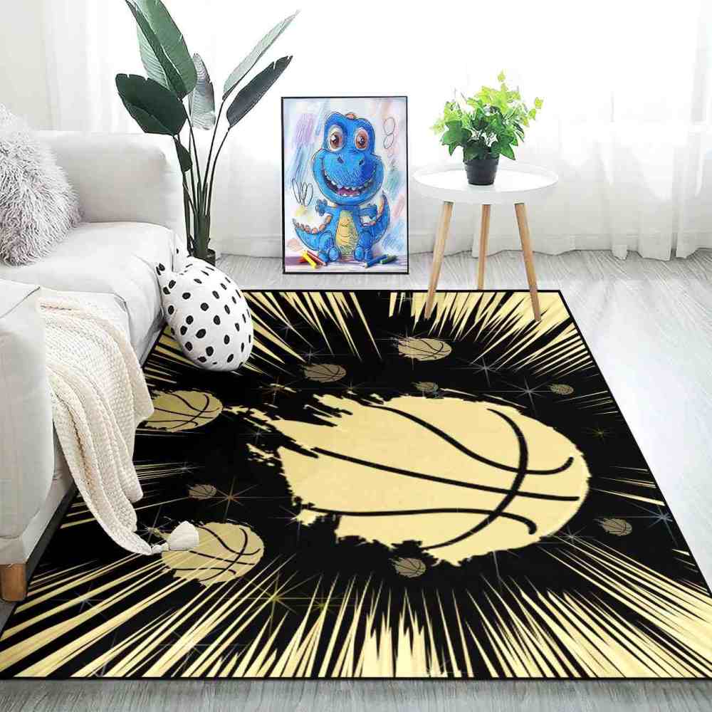 Red Court Graphic Basketball Area Rug Teen Living Room | CozyLil