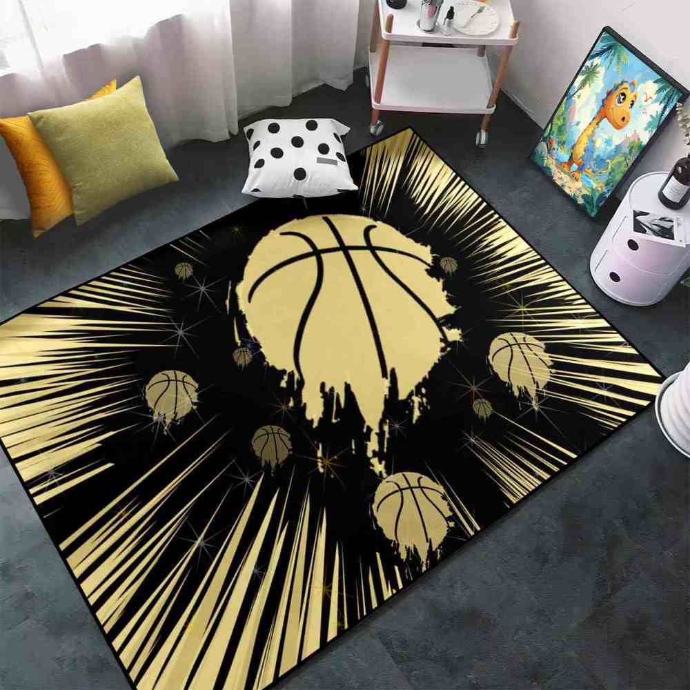 Red Court Graphic Basketball Area Rug Teen Living Room | CozyLil