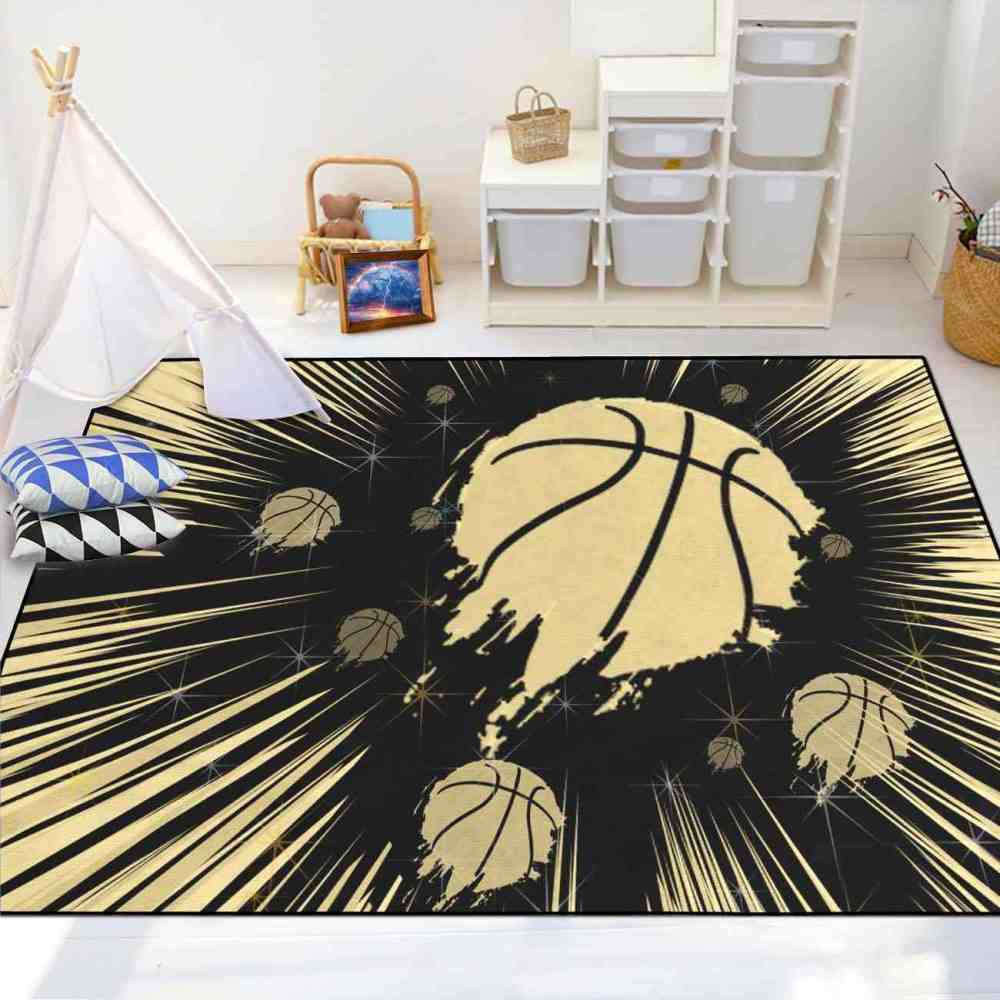 Red Court Graphic Basketball Area Rug Teen Living Room | CozyLil