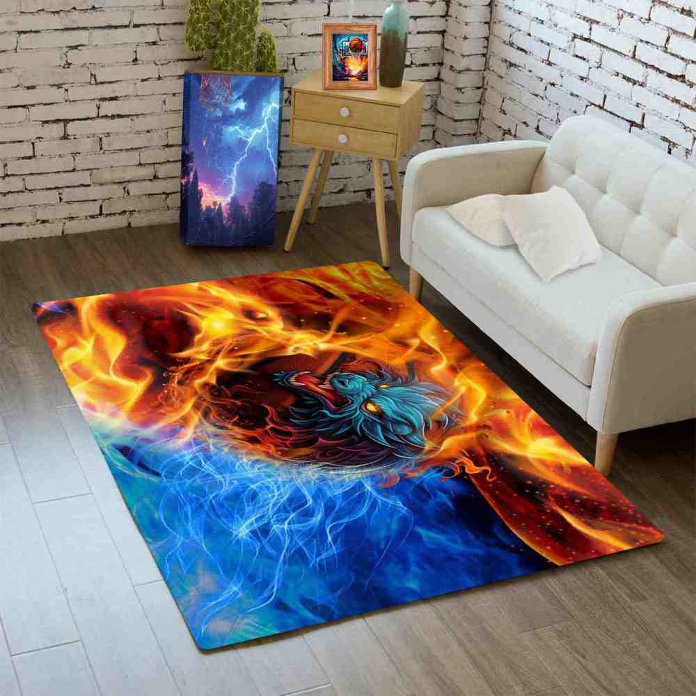 Blue Elemental Basketball Area Rug Junior Sport Room | CozyLil