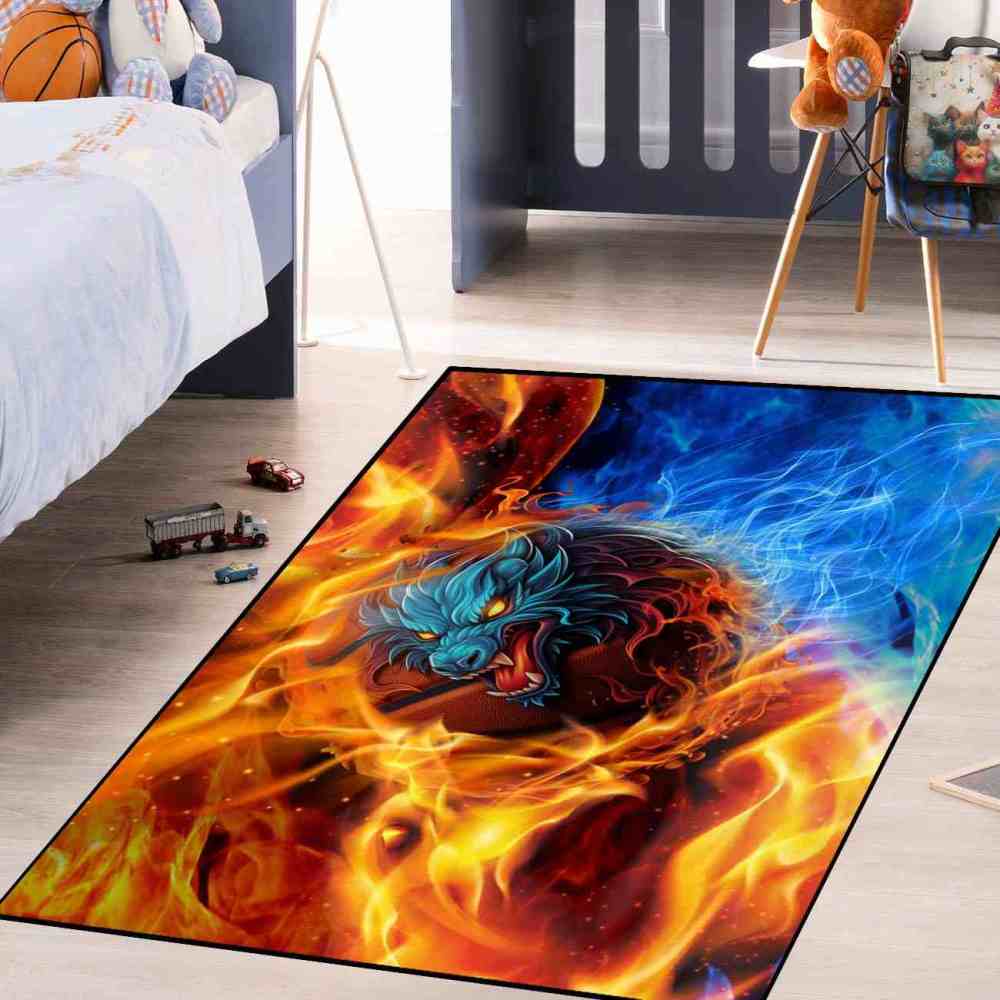 Blue Elemental Basketball Area Rug Junior Sport Room | CozyLil