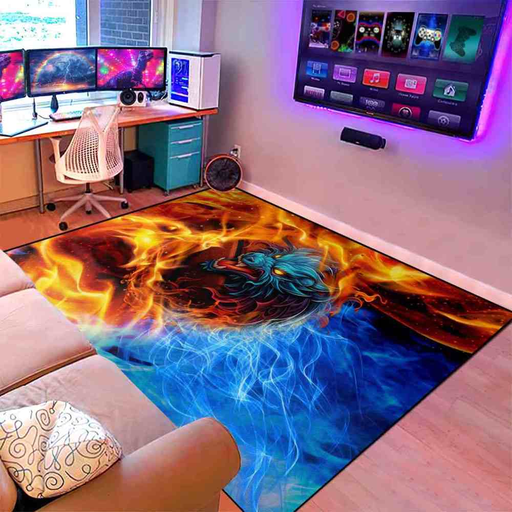 Blue Elemental Basketball Area Rug Junior Sport Room | CozyLil