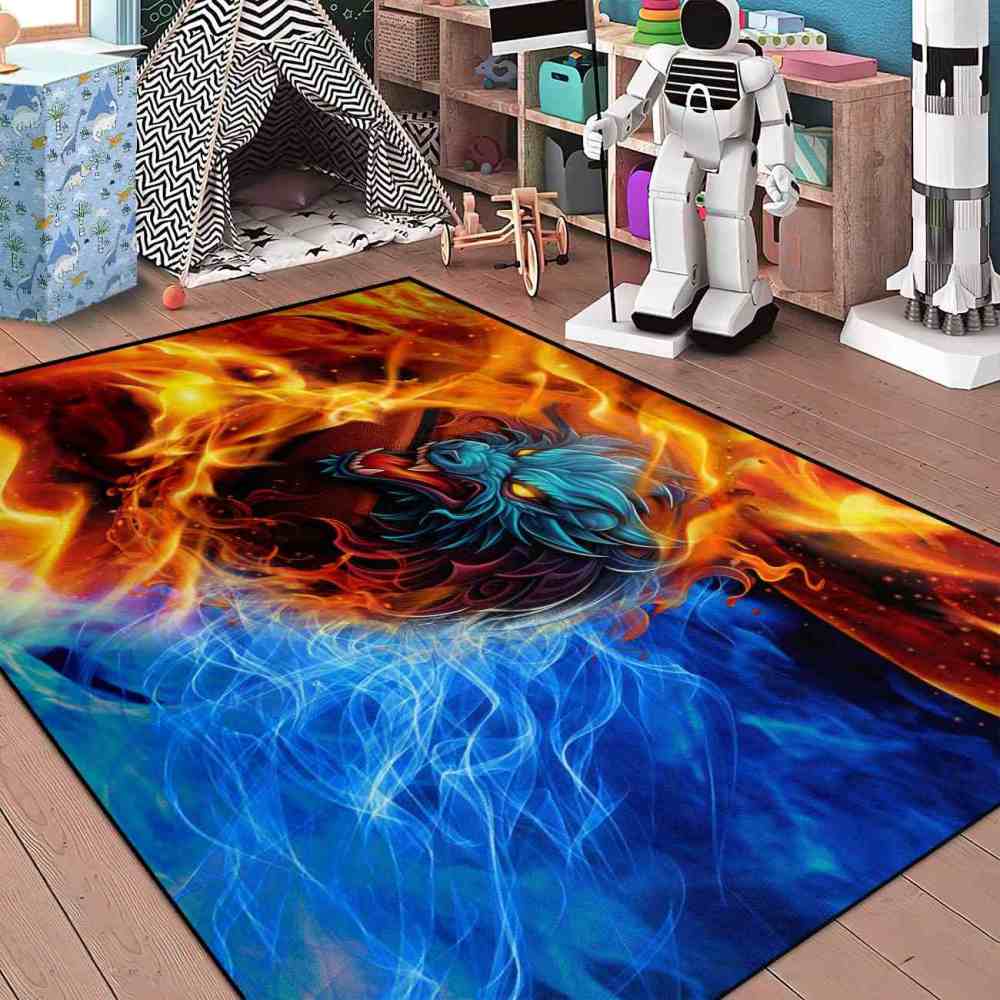 Blue Elemental Basketball Area Rug Junior Sport Room | CozyLil