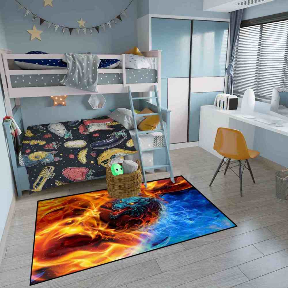 Blue Elemental Basketball Area Rug Junior Sport Room | CozyLil
