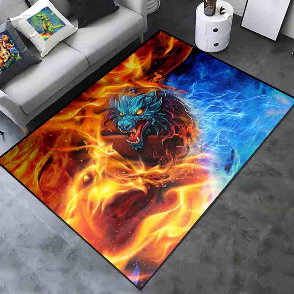 Blue Elemental Basketball Area Rug Junior Sport Room | CozyLil