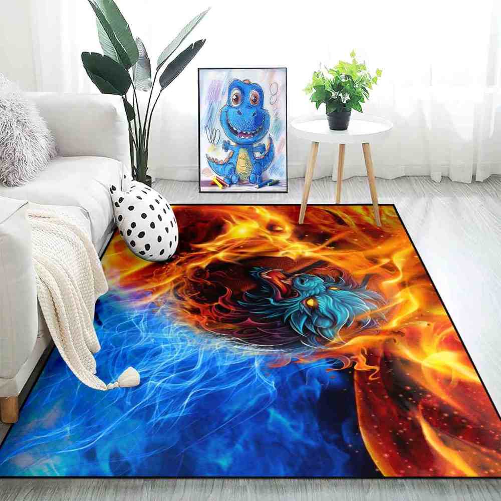 Blue Elemental Basketball Area Rug Junior Sport Room | CozyLil