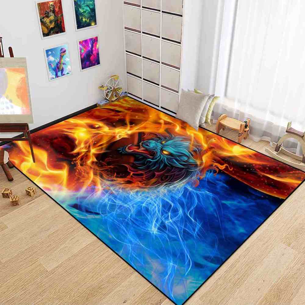 Blue Elemental Basketball Area Rug Junior Sport Room | CozyLil