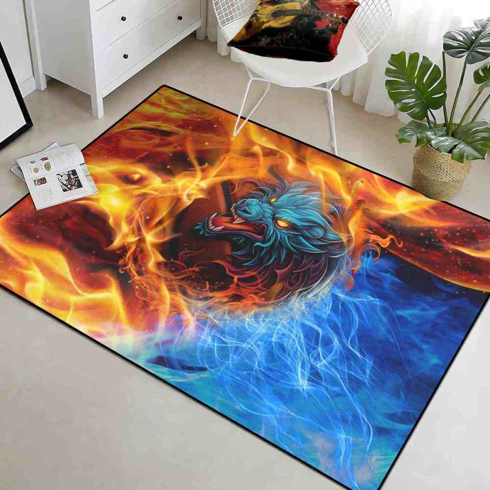 Blue Elemental Basketball Area Rug Junior Sport Room | CozyLil