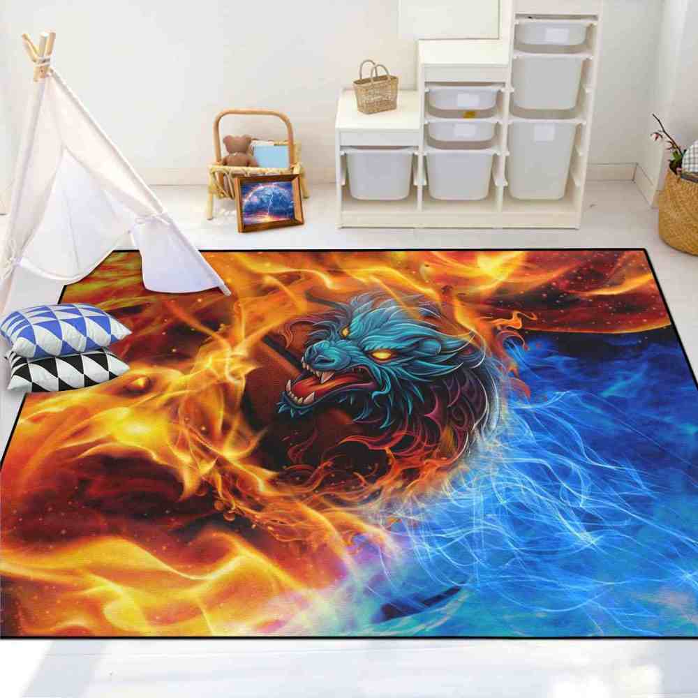 Blue Elemental Basketball Area Rug Junior Sport Room | CozyLil
