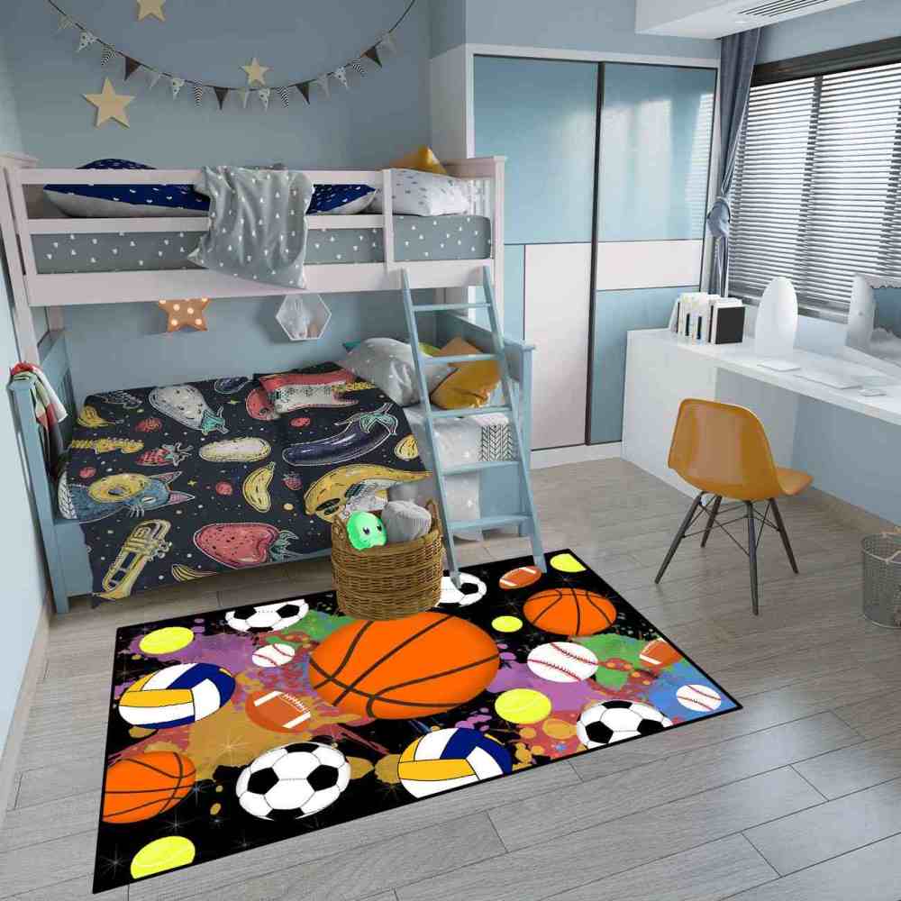 Flaming Ball Graphic Basketball Area Rug Man Cave | CozyLil