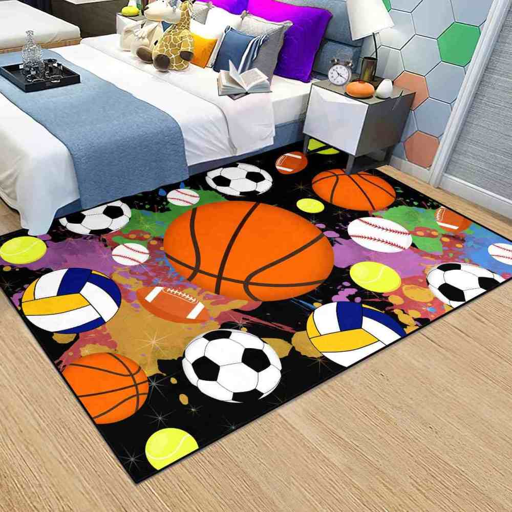 Flaming Ball Graphic Basketball Area Rug Man Cave | CozyLil