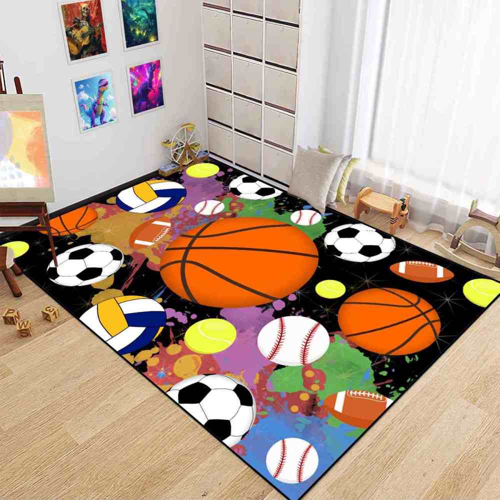 Flaming Ball Graphic Basketball Area Rug Man Cave | CozyLil